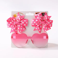 Kids' Heart Sunglasses and Hair Clip Set, 3 Pieces