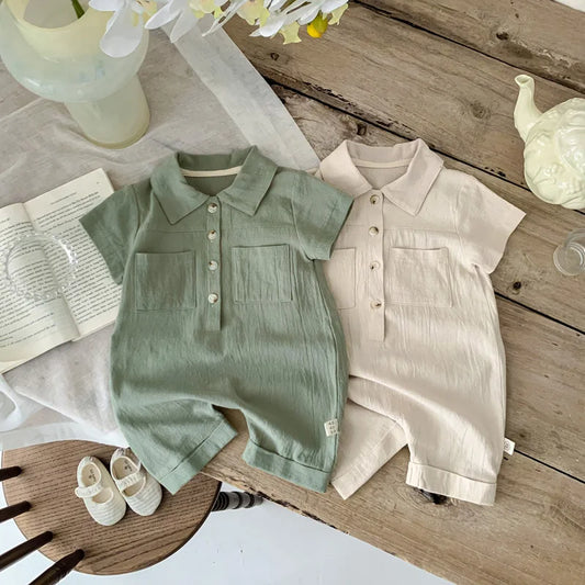 Lapel Button Up Romper