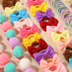 Kids' Bow Hair Ties, 100-Pack Colorful Elastics