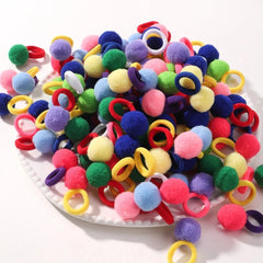 Plush Ball Hair Ties, 40-Pack Elastic Bands for Girls