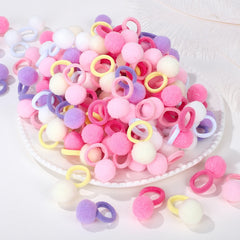 Plush Ball Hair Ties, 40-Pack Elastic Bands for Girls