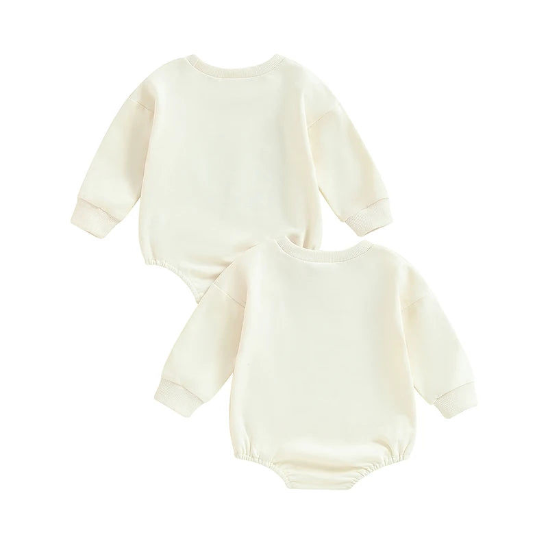 Baby Sweatshirt Romper – Rainbow Letter Print Long-Sleeve Jumpsuit for Newborn & Toddler
