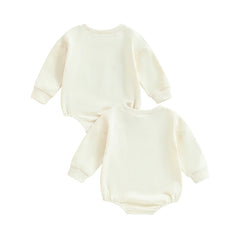 Baby Sweatshirt Romper – Rainbow Letter Print Long-Sleeve Jumpsuit for Newborn & Toddler