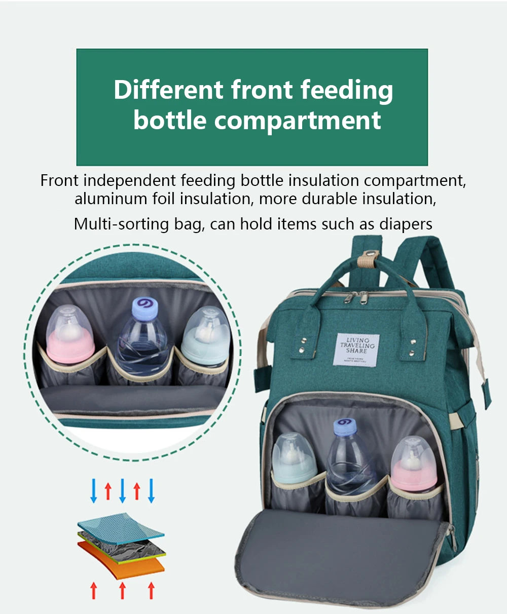 3-in-1 Foldable Diaper Bag Backpack with Changing Station
