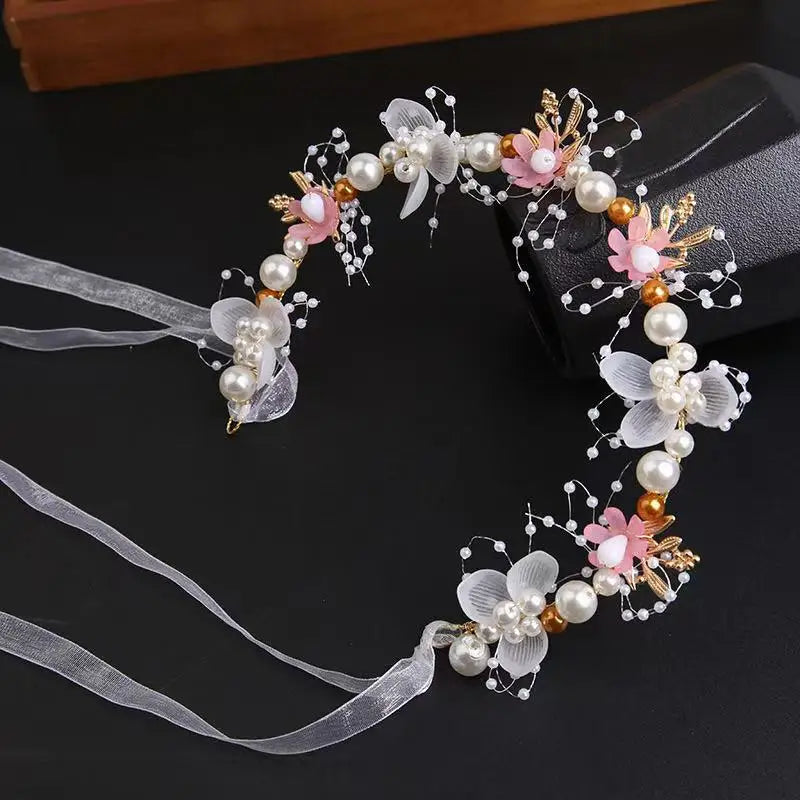 Fairy Girl Flower Pearl  Red Headband - PAMU8