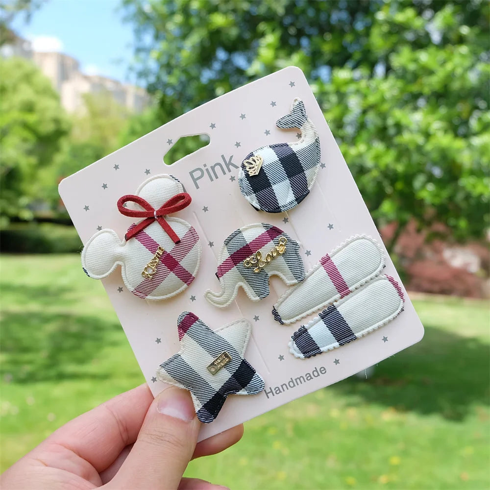 Plaid Hair Clips Set