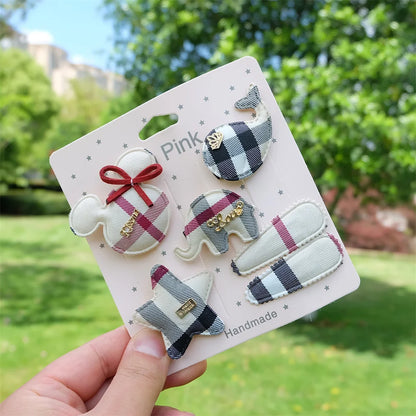 Plaid Hair Clips Set