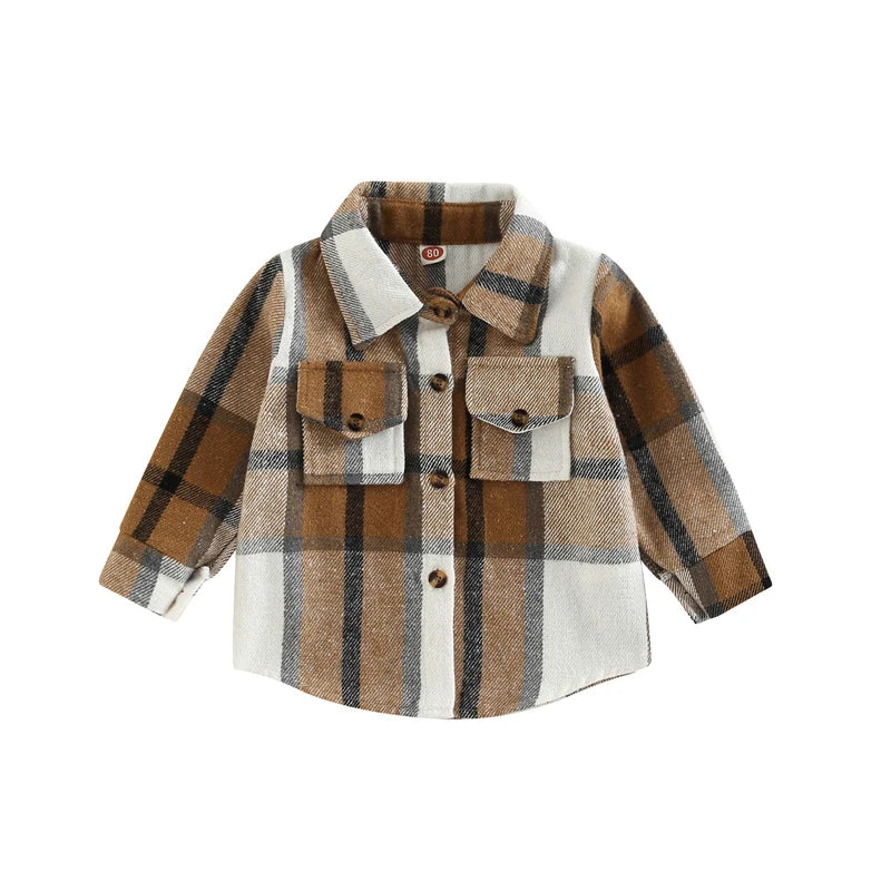 Boy Plaid Shirt Jacket Coat
