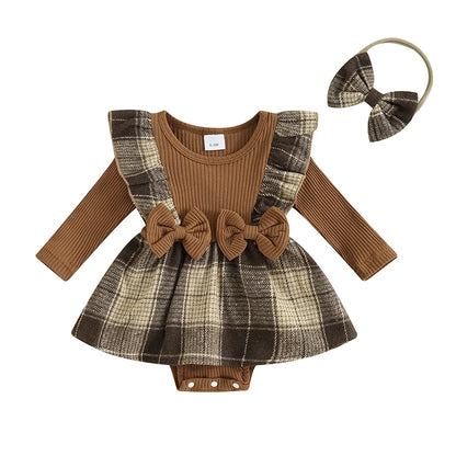 Newborn Baby Girls Autumn Romper Dress - PAMU8