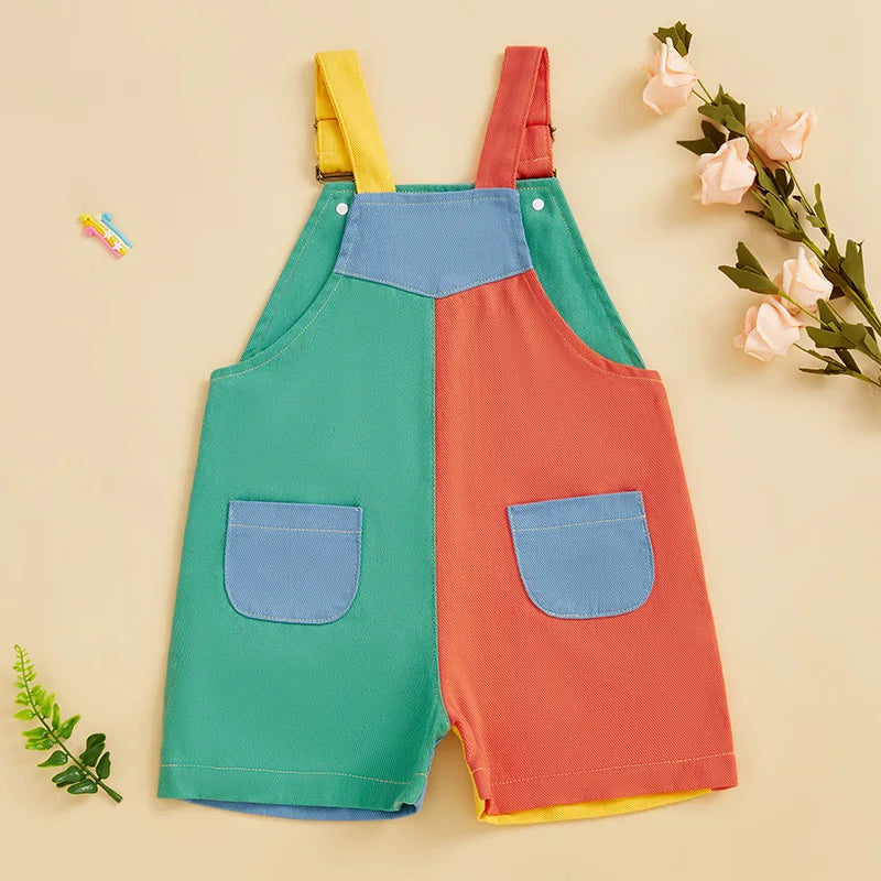 Toddler Overall Shorts, Adjustable Strap Suspender Romper