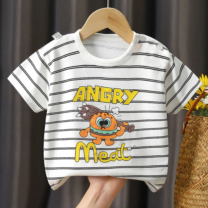 Boys girls soft 100% cotton cartoon print t-shirt