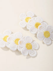 Girls' Embroidered Flower Hair Clips, 2-Piece Set