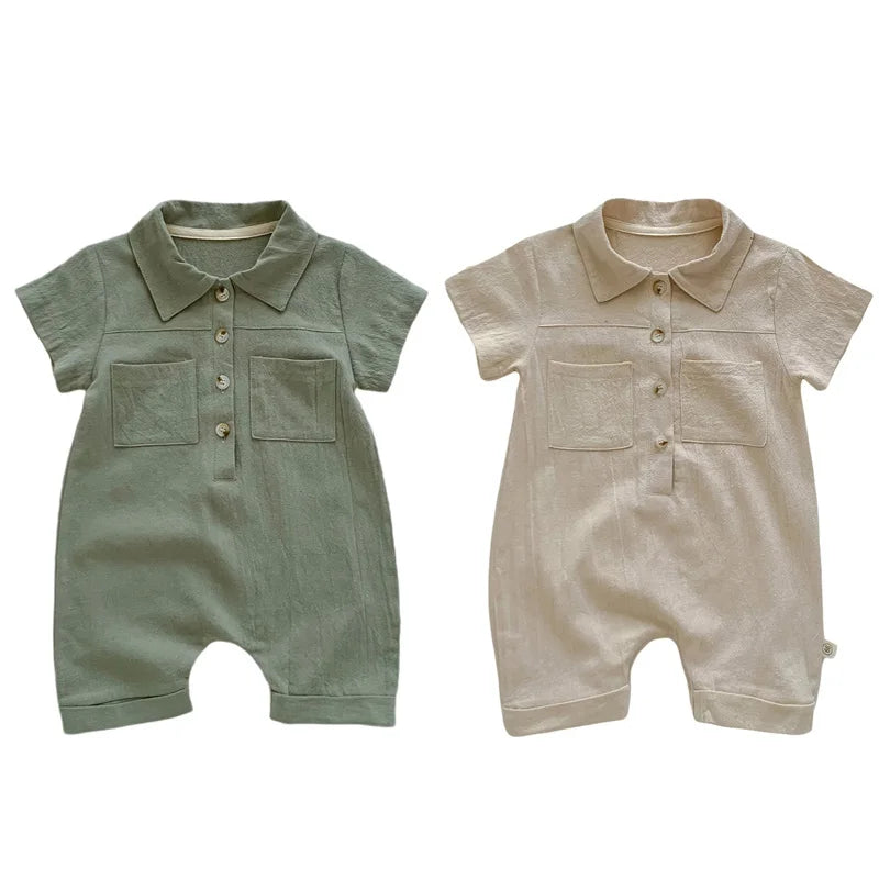Lapel Button Up Romper