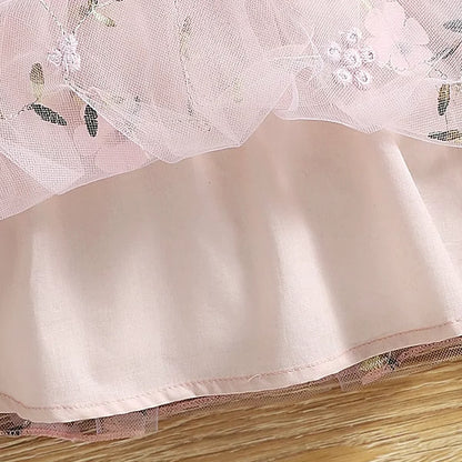 Pink Floral Mesh Baby Dress