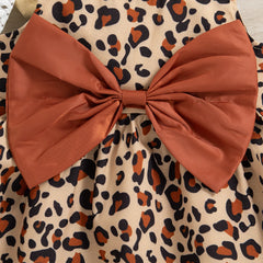 Baby Girl Leopard Print Dress, Bow Suspender Sundress