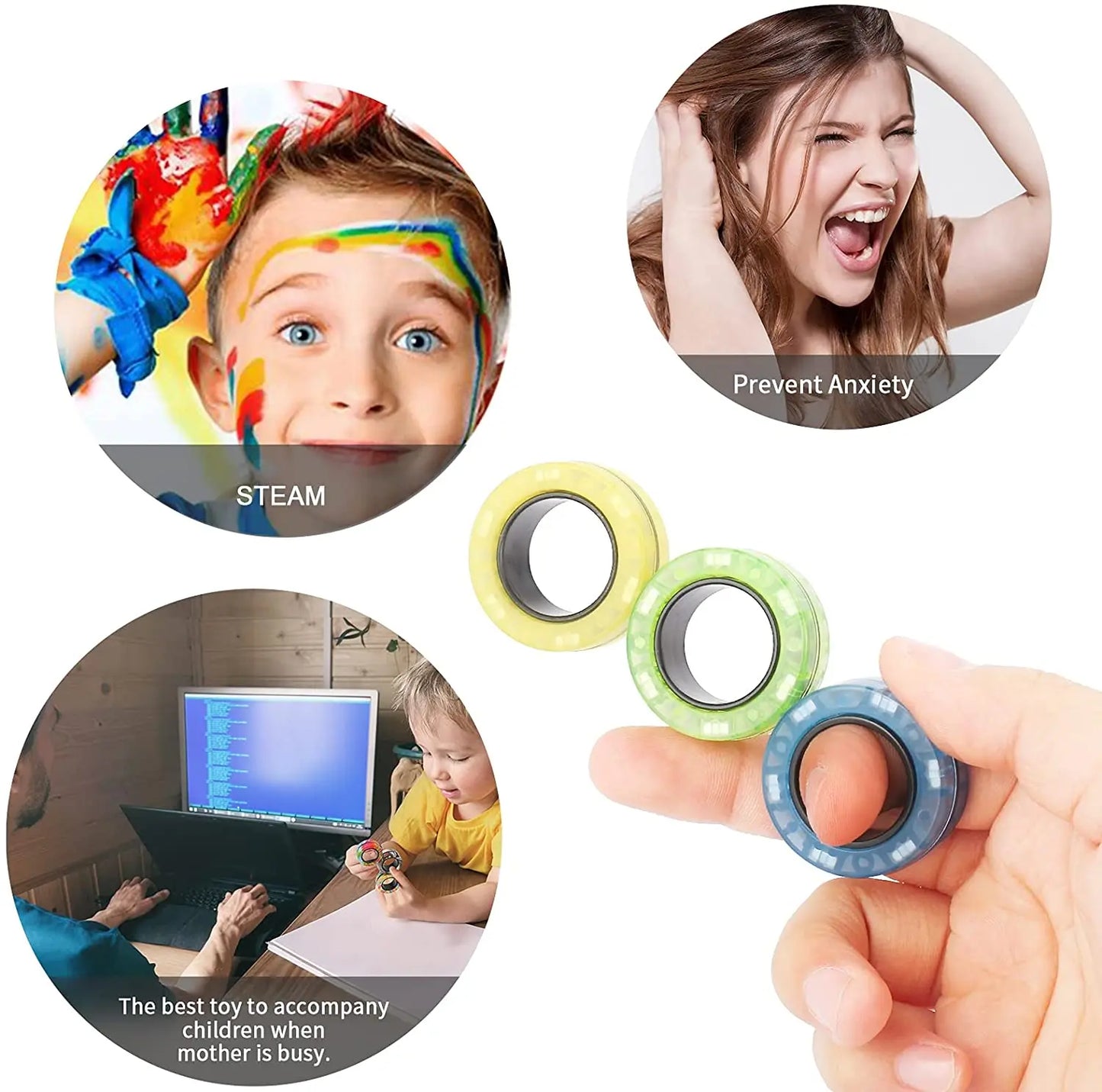 3pcs Finger Magnetic Colorful Toy