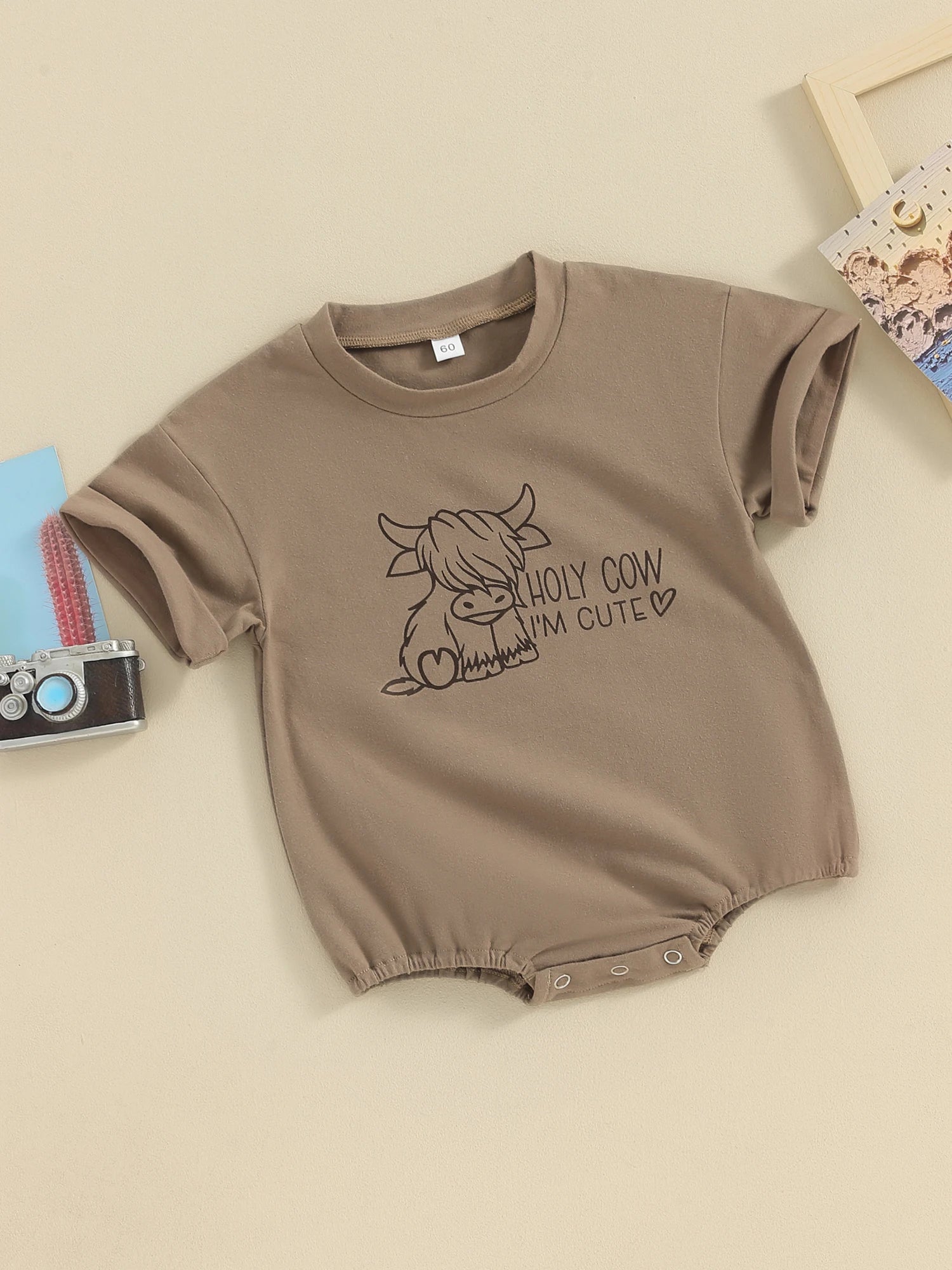 Baby Bubble Romper, Western Cow Print Summer Jumpsuit