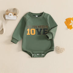 Baby Letter-Print Long-Sleeve Sweatshirt Romper