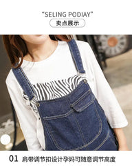 Wide Leg Denim Maternity Jumpsuits