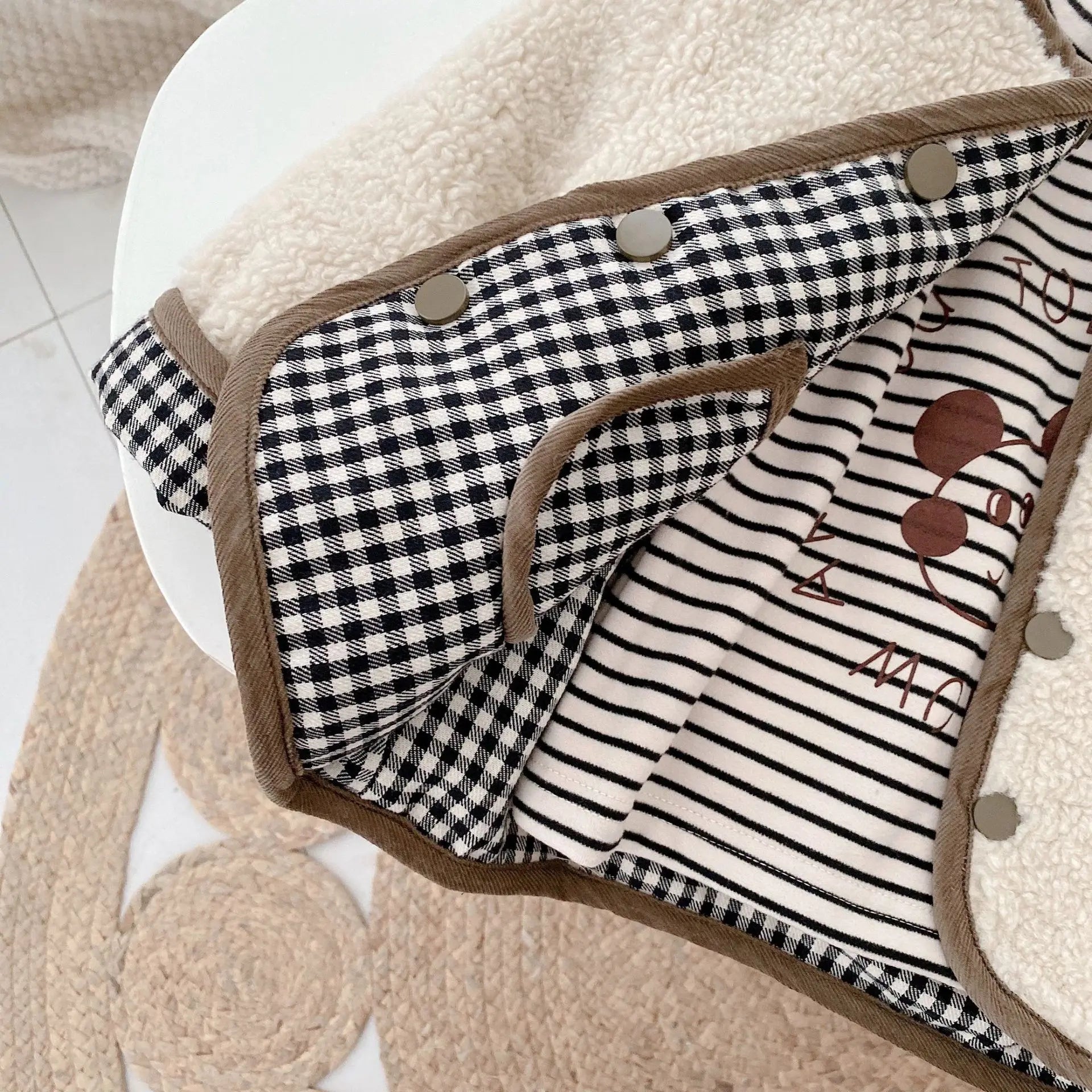Stylish Plaid Plush Kids Coat