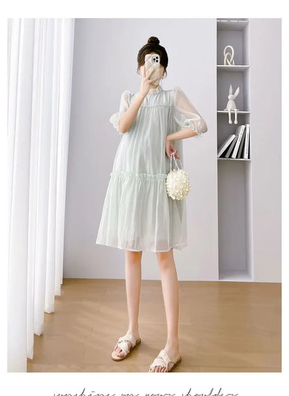 Doll Collar Chiffon  Maternity Dresses