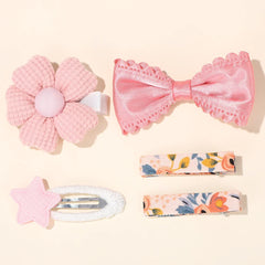 Baby Girls' Bow Hair Clips, 5-Piece Colorful Set