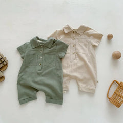 Lapel Button Up Romper