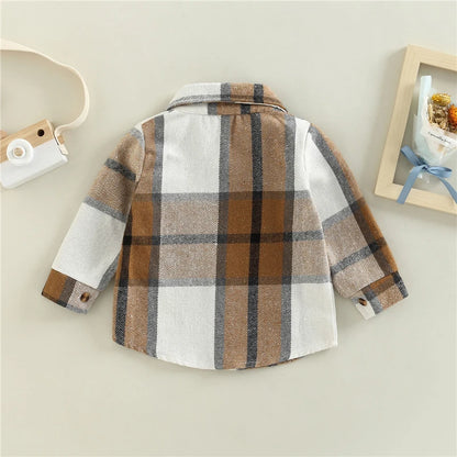 Boy Plaid Shirt Jacket Coat