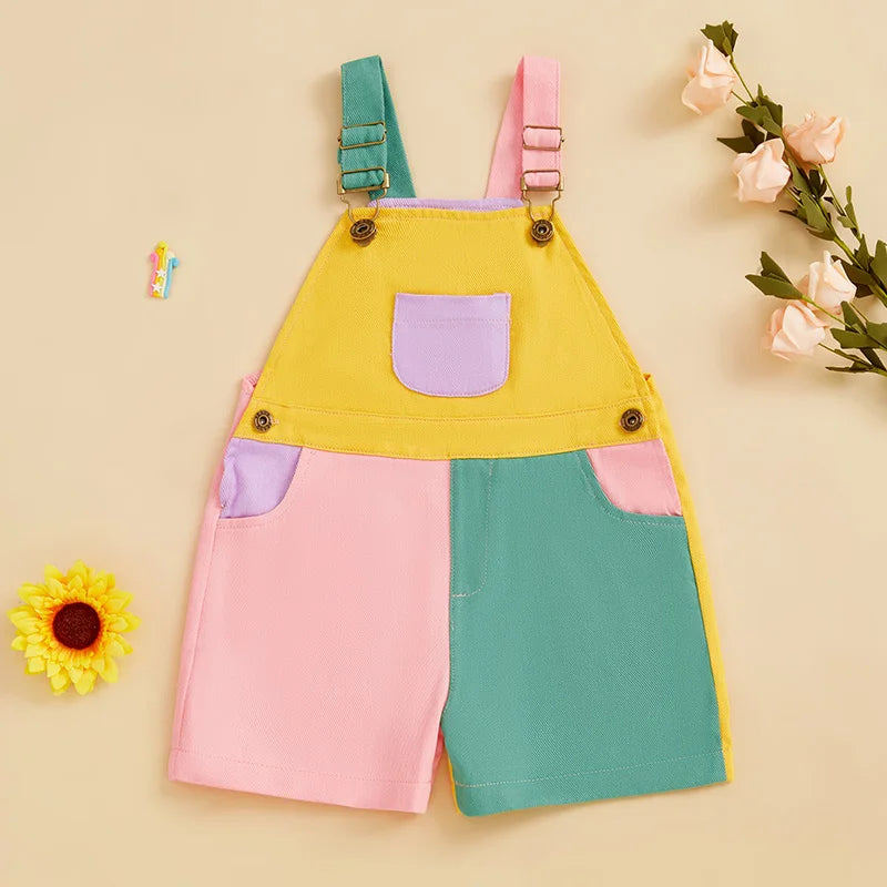 Toddler Overall Shorts, Adjustable Strap Suspender Romper