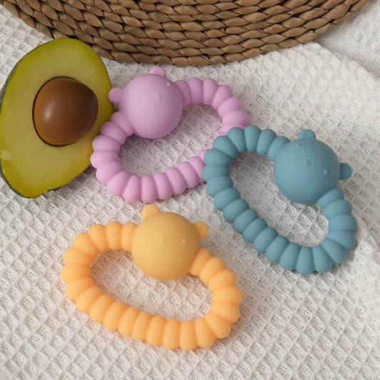 Bear-shaped baby rattle toy in a selectable design