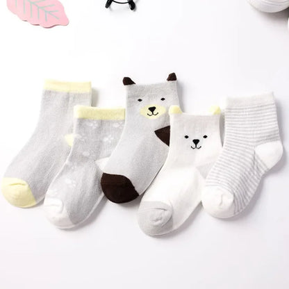 5 Pairs Cute Cat Baby Socks