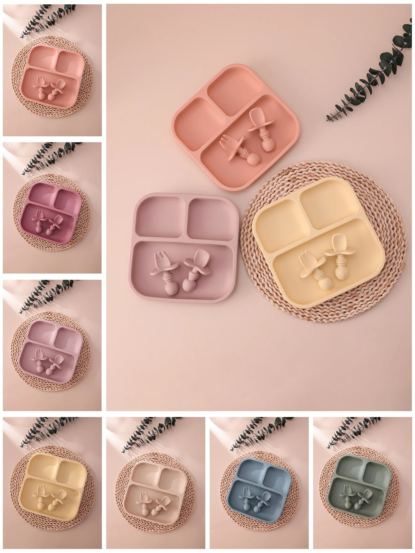 Colorful Silicone Baby Feeding Set, 2 Pieces