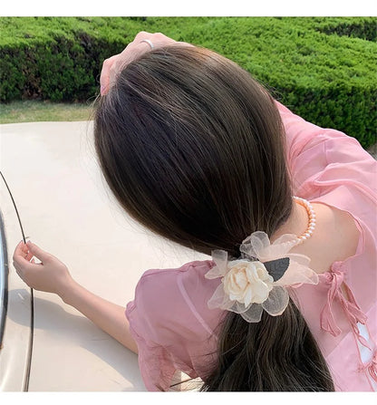 Flower Pearl Hair Ties