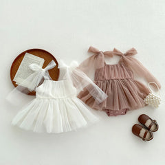 Baby Girl Polka Dot Romper Dress Set | PAMU8