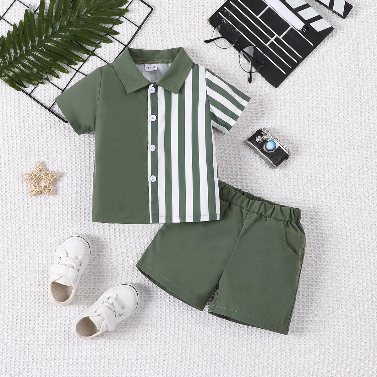 Boys summer casual shirt and shorts two piece outfit toddler clothing USA