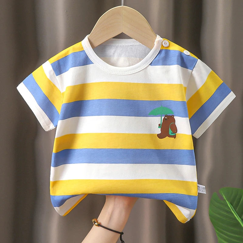 Kids' Cartoon T-Shirt, 100% Cotton Short-Sleeve Top