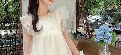 Necklace Petal Sleeve Maternity Dress