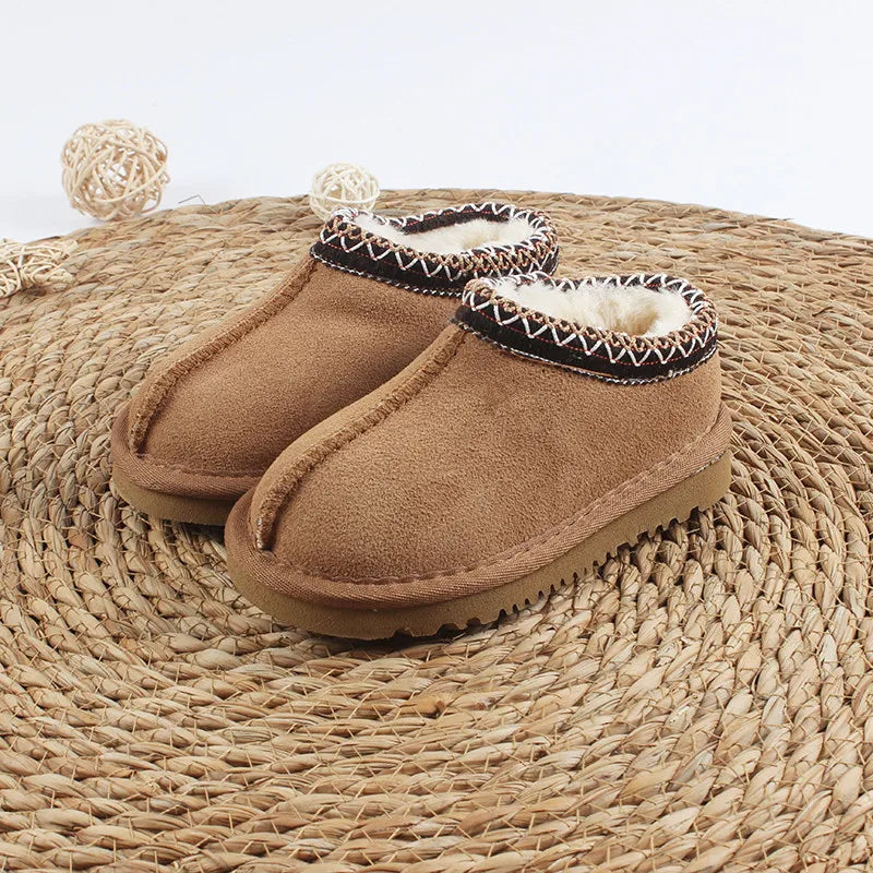 Kids' Suede Snow Boots, Fur-Lined Winter Shoes