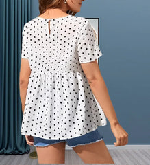Polka dot short-sleeved maternity shirt