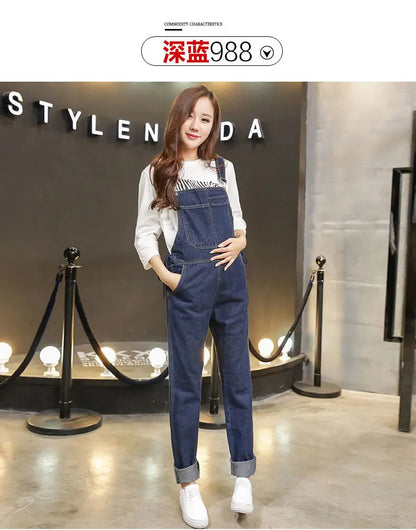 Wide Leg Denim Maternity Jumpsuits