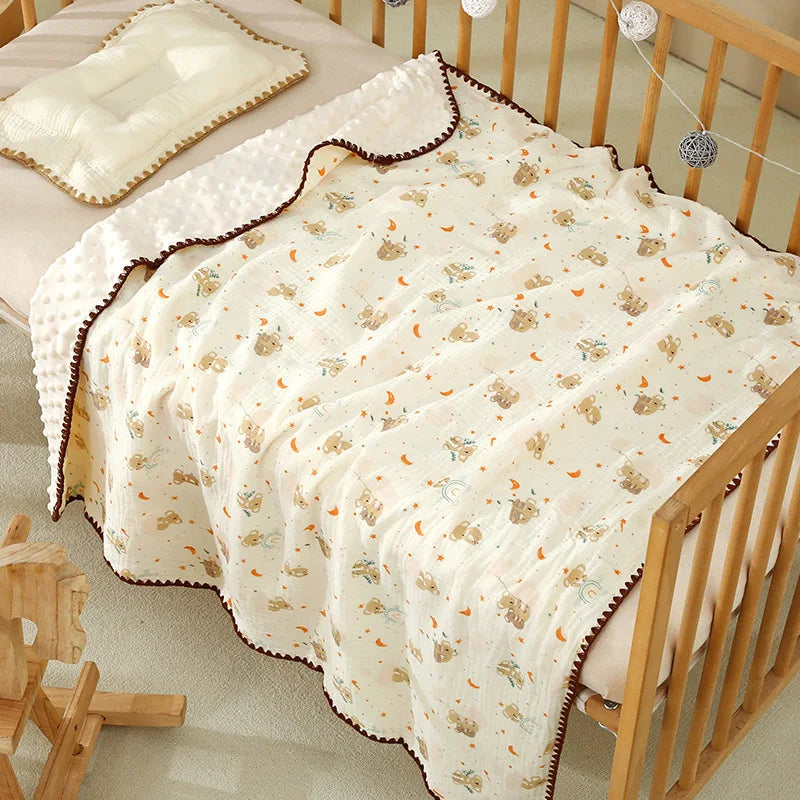 Newborn Bear Print Blanket for Crib, Stroller and Car Seat