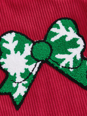 Embroidery Bow Christmas Bodysuit