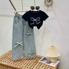 Bow Blocked Top Jeans