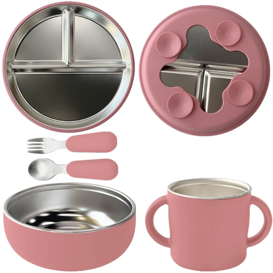 5PCS Stainless Steel Kids Plate and Bowl Set - PAMU8
