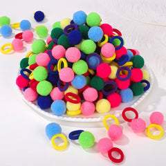 Plush Ball Hair Ties, 40-Pack Elastic Bands for Girls