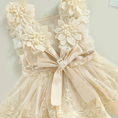 Floral Lace Embroidery Romper Dress - PAMU8