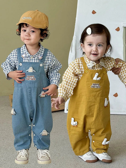 Toddler Cartoon Shirt & Overalls Separates
