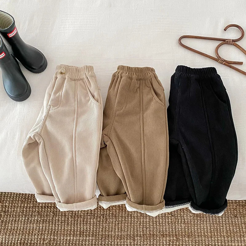 Solid Kids Boys Straight Pants - PAMU8