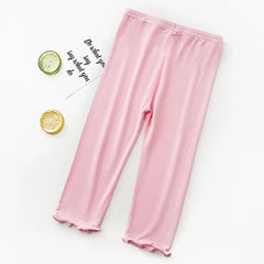 Girls' Ruffle Cropped Leggings, Soft Cotton Ages 2-12