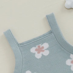 Baby Girls' Knitted Floral Bodysuit, Sleeveless Romper